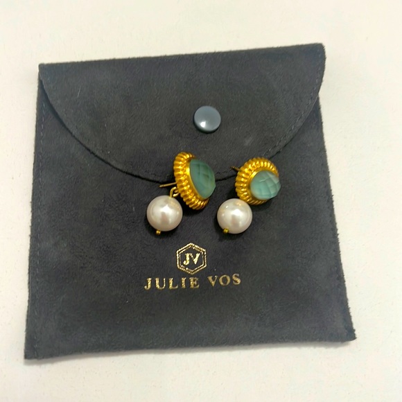 Julie Vos Jewelry - Julie Vos Pearl/ Turquoise glass earrings